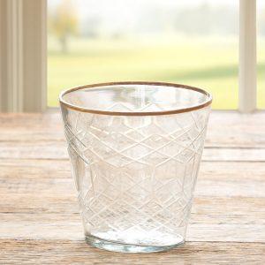 Cut Glass Votive Cup With Gold Plated Rim