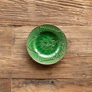Green Glazed Grape Leaf Dessert Plate, 7"