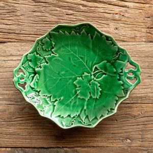 Green Glazed Grape Vine Serving Plate
