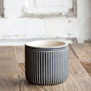 Pinstriped Cement Planter, Medium