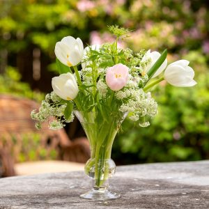 Etched Glass Fluted Vase