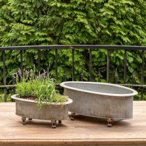 Metal Oblong Centerpiece Planters, Set of 2