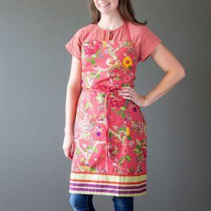 Cotton Sheeting Apron Bird Coral