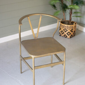 Antique Brass Finish Metal Wishbone Chair