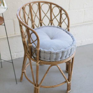 Round Box Cushion - Blue Ticking