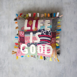 Life is Good Kantha Pillow