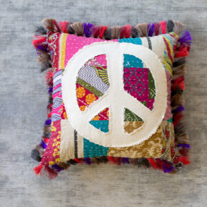 Peace Kantha Pillow